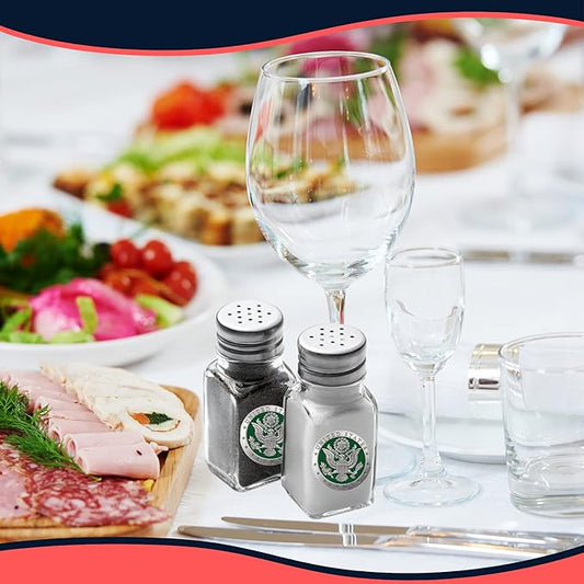 Heritage Pewter Army Salt and Pepper Shaker Set of 2 Bottles | Expertly Crafted Pewter Glass