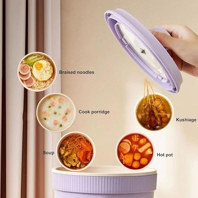 Electric Pot, 1.2L 450W Stick Proof Even Heating Portable Multifunctional Small Rapid Noodle Cooker Ramen Cooker Mini Crock Pot with Removable Power Cord for Cooking Pasta Egg