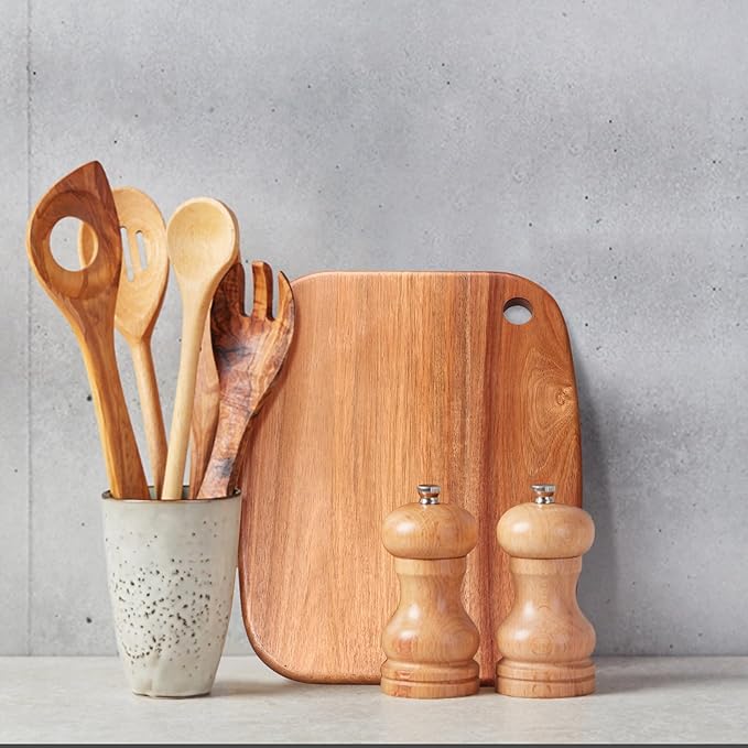 Gtencemen Small Acacia Wood Cutting Boards for Kitchen with Hanging – Mini Wooden Cutting Board for Vegetables, Fruit, Bread, Meat - BPA Free, 9" x 6.5"