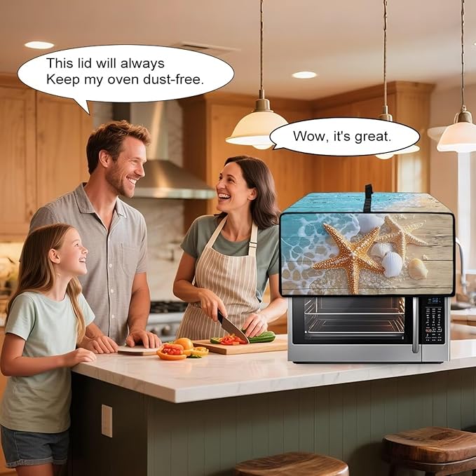 Doojoayie Starfish Toaster Oven Cover Coffee Print 4 Slice Bread Machine Dust Protector Universal Fit Dust-proof & Stain Resistant Covers for Kitchen Appliance Protection