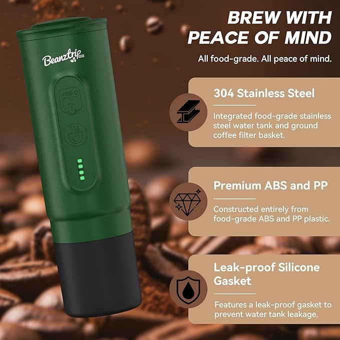 BeanzTrip H02 PRO Portable Espresso Maker, Compatible with NS Capsule & Ground Coffee, Christmas Gift Coffee Maker, 20 Bar Self-heating Small Electric Travel Espresso Machine for Camping, Hiking