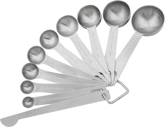 Measuring Spoons Set, 18/8 Stainless Steel Measuring Spoon for Kitchen and Baking Measure Spoon Set of 9 with Leveler