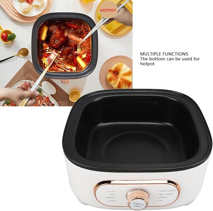 2 Tier Electric Steam Pot, 1200W 10.5L Stackable Multipurpose Cooker Electric Hot Pot 2.5L cooking pot with Steaming Plate for Soup Noodles Oatmeal (US Plug 110V)