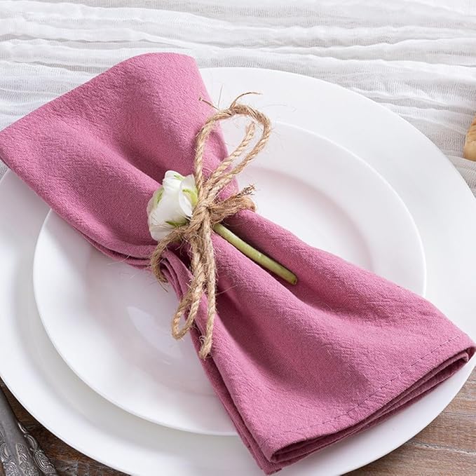 MLMC 8 Pack Caramel Cloth Napkins Rustic Washable Cotton Linen Napkins Set of 8 17"x17" Reusable Dinner Napkins Cloth for Spring Easter Wedding Party Bridal Shower Everyday Use Gathings Decor