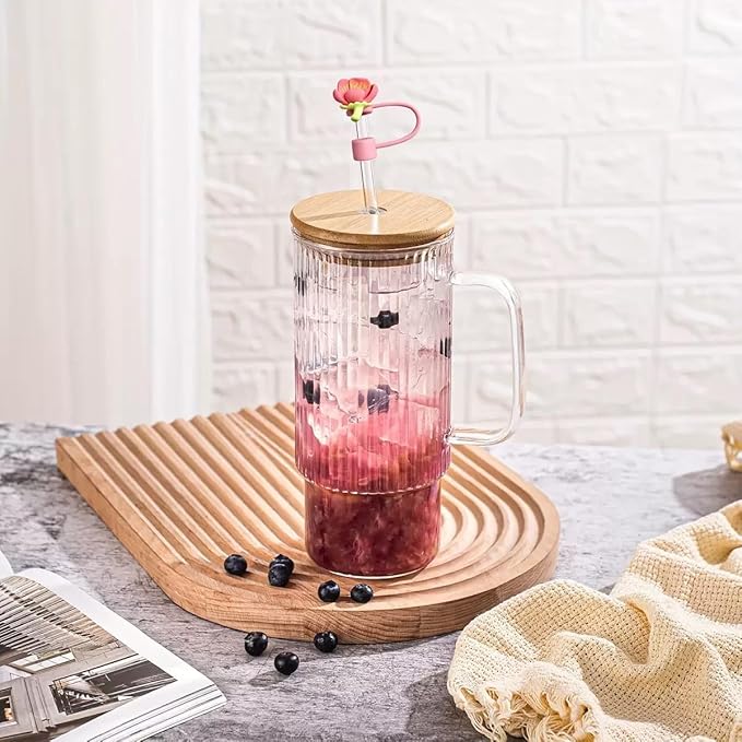 Flowers Straw Tip Covers for Stanley Spring Silicone Straw Toppers Cap Compatible Cute Floral with Stanley 30&40 Oz Tumbler Reusable Straws Tips Lids for Cup Accessories 6Pcs