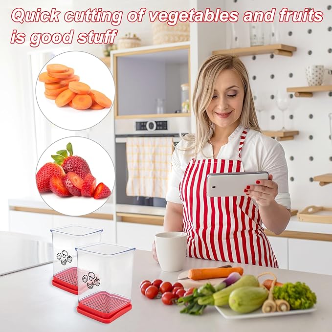 2 Pack Cup Slicer Fruit, Egg Slicer banana slicer Strawberry Cutter with Push Plate, Stainless Steel Fruit Slicer Cup Vegetable Slicer, Quickly Making Fruit Vegetable Salad, Creative Kitchen Gadget