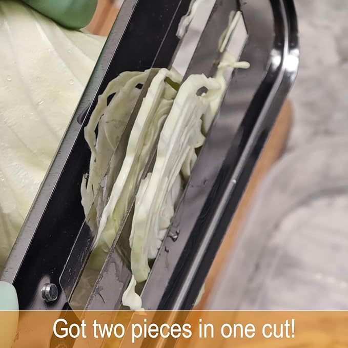 2026 New Cabbage Shredder for Coleslaw, Stainless Steel Shredder Knife, Stainless Steel Dual Blade Julienne Cutter, Kitchen Multifunctional Vegetable Cutter Slicer (2PCS)