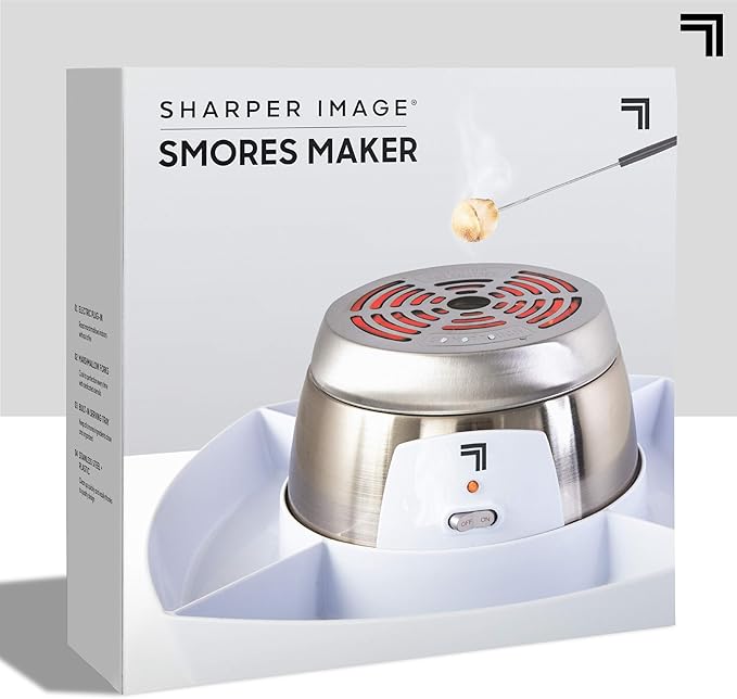 Sharper Image Electric Tabletop S'mores Maker for Indoors, 6-Piece Set, Includes 4 Skewers & 4 Serving Compartments, Easy Cleaning & Storage, Tabletop Marshmallow Roaster, Family Fun For Kids Adults