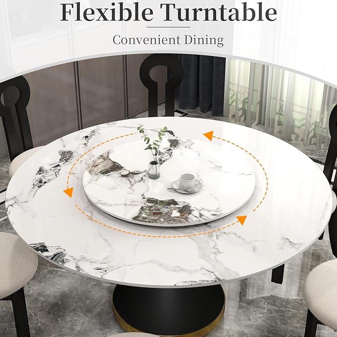 23.6" Lazy Susan for Table Top Sintered Stone Rotating Serving Tray for Dining Table, Kitchen Lazy Susan Organizer Spinning Rotating Food Server Party Centerpieces