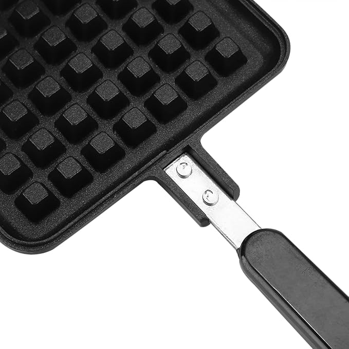 Pan Waffle Maker, Cast Aluminum Stovetop Waffle Iron, Camping Waffle Maker Pan, Portable Stove Top for Family Breakfast Baking