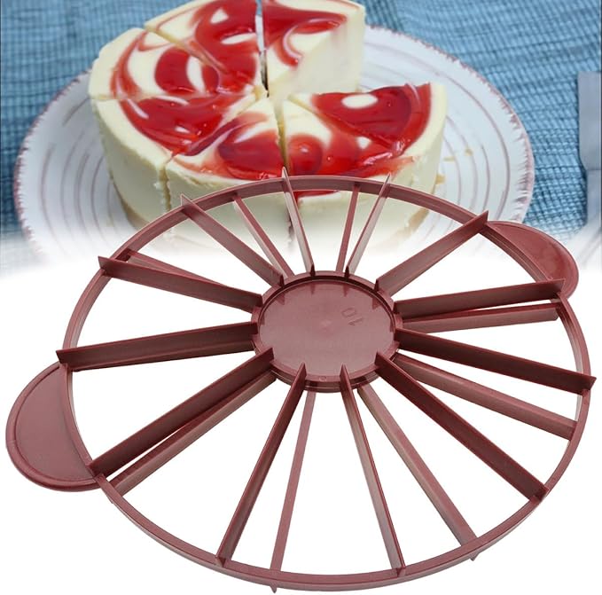 Cake Portion Cutter, Double Sided Cake Portion Marker, Round Cake Slicer, 10 or 12 Pieces, Brown 26.8 cm /10.6 In Diameter