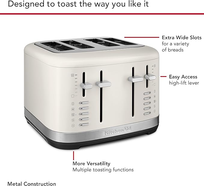 KitchenAid 4 Slice Toaster, KMT4109PL, Porcelain White