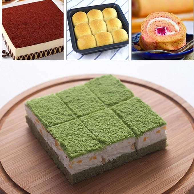 HYTK 2pcs Mini Baking Pans 8 X 8 Inch (Inner 7.5 X 7.5) Square Cake Pan Bread Pan Nonstick Heavy Carbon Steel Bakeware