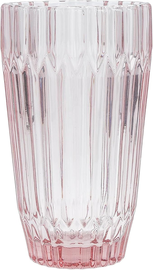 Fortessa Archie Glass Drinkware, Iced Beverage Glass (Set of 6), 14.8 Ounce, Pink