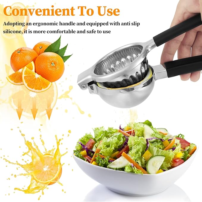 Lemon Manual Squeezer Easy to Use Lime Juicer 304 Stainless Steel Citrus Juicer Press Ergonomic Manual Squeezer Multipurpose Squeezing Tool for Kitchen Orange Lemon Lime