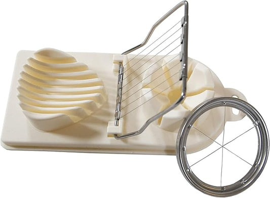 2-In-1 Egg Slicer, Perfect Wedges or Slices, Durable Stainless Steel, Cut Eggs, Strawberries, Kiwi and More, Dishwasher Safe