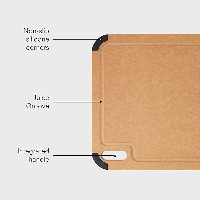 Public Goods Wood Cutting Board | Large Cutting Board for Kitchen | Made From Wood Fiber and Paper Composite | Non-Slip Silicone Corners | Dishwasher Safe, Durable, and Knife-Friendly | 17.3" x 12.8"