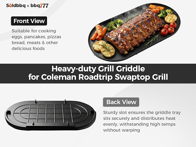 Cast Iron Griddle & Carry Bag Replacement for Coleman Roadtrip Swaptop Grill,Premium Quality Outdoor Accessories for Camping Non-Stick Griddle,Coleman Roadtrip 285,Full Size,Non-stick