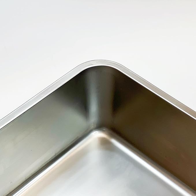 KUNWU Stainless Steel Rectangle Sheet Pan 14"x10"x2.75" Bakeware, Cake Pan Tray for Cake, Cookie (S (14"x10"), 2.75" Deep)
