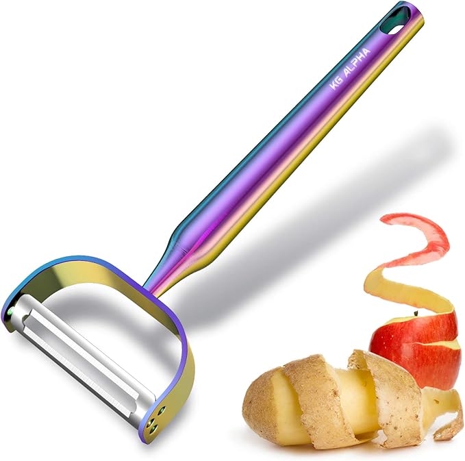 Vegetable Apple Peelers for kitchen, Fruit Carrot Veggie Potatoes Peeler, Heavy Duty Y-Shaped Stainless Steel Peelers, with Ergonomic Non-Slip Handle sharp Blade, Dishwasher Safe Rainbow Color