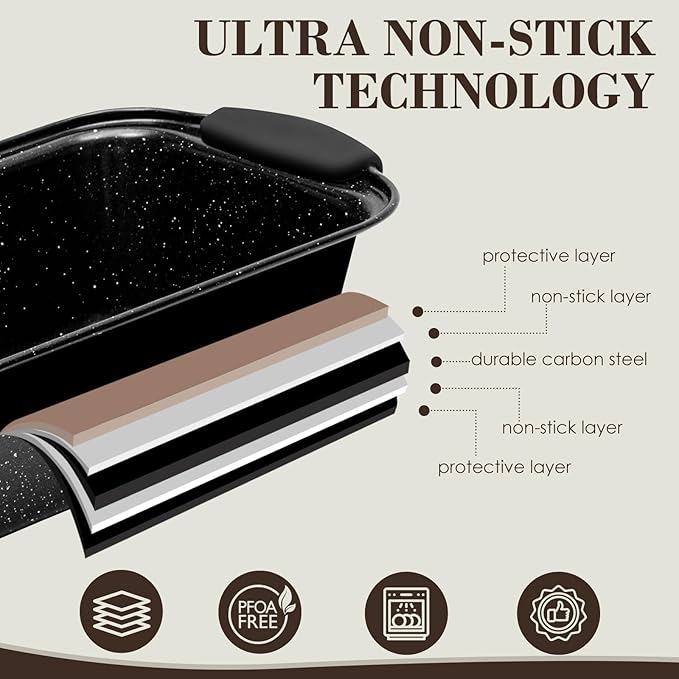 Baking Pans Set Nonstick, Stackable Bakeware Sets with Silicone Handles, AIVIKI 22 Pieces Oven Pan for Cooking Including Baking Cookie Sheet with Rack, Roast Pan, Cake Pan, Loaf Pan, Muffin Pan, Black