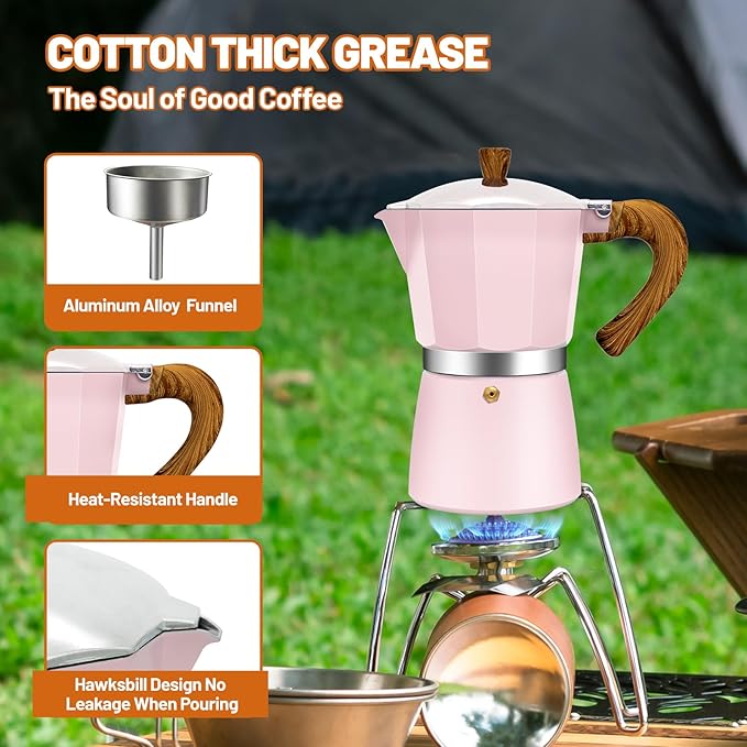 DITOSH 3 Cup Aluminum Espresso Stovetop Moka Pot Express Coffee Maker Percolator Italian Classic Mocha Coffee Machine for Italian and Cuban Cafe Brewing for Home & Camping 150ml 5oz