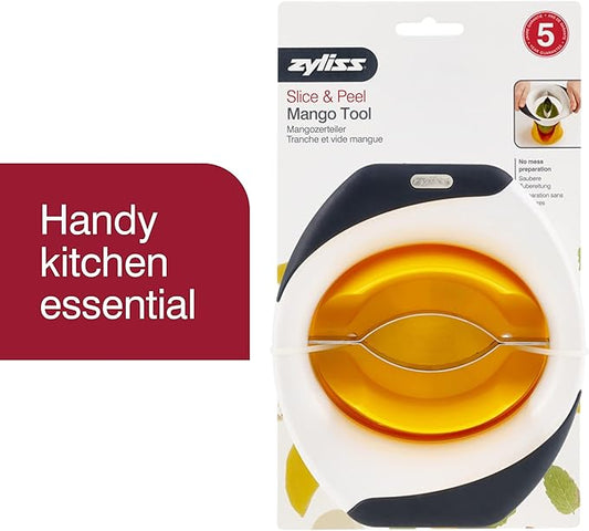 Zyliss 3-in-1 Mango Slicer, Peeler and Pit Remover Tool - Kitchen Mango Depitter & Peeler Gadget - Fruit Slicer with Micro-Serrated Stainless Steel Blader - Mango Corer for Easy Use