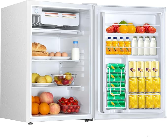 4.5 Cu.ft Mini Fridge with Freezer, Compact Refrigerator with Reversible Single Door, Adjustable Thermostat, Low Noise, Energy Efficient for Office, Dorm, Bedroom, Apartment White