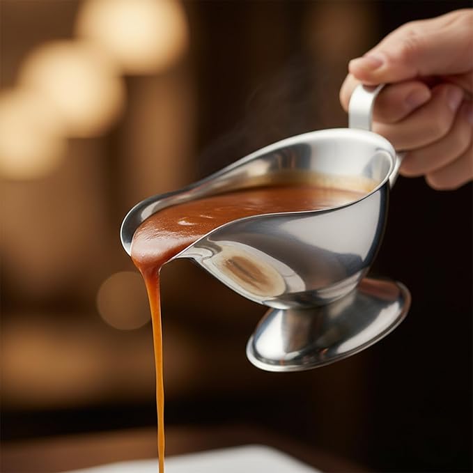 5oz Stainless Steel Gravy Boat | Roasting Sauce Dish Dispenser | Ergonomic Handle | Big Dripless Lip Spout | 5oz [1PK]