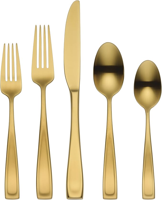 Oneida 899228 Moda Gold Satin 20-Piece Flatware Set, Service For 4