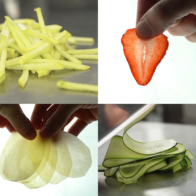 LOUIS TELLIER - Professional Chef's Mandoline - Stainless Steel - Slices Fruits and Vegetables - French Fries and Julienne - Adjustable Thickness - Made in France