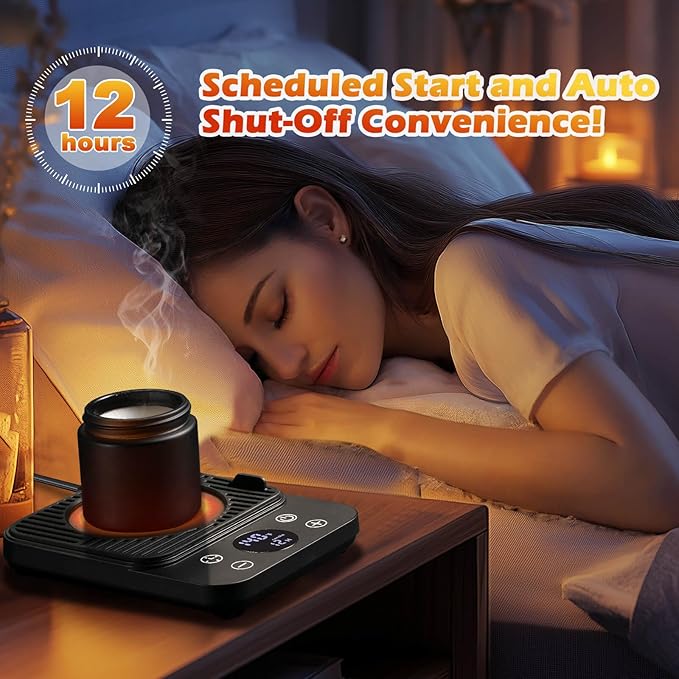 Cup Warmer for Coffee - Fastest Heating & Highest Temperature, Coffee Mug Warmer for Desk Auto Shut Off, 1-12h Timer for Scheduled Start, Electric Beverage Warmer for Coffee (Black, NO Cup)