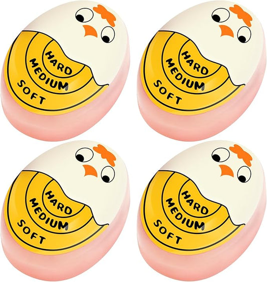 Egg Timer for Hard Boiled Eggs Soft Boiled Color Changing Indicator Tells When Eggs are Ready, Yellow 4pcs