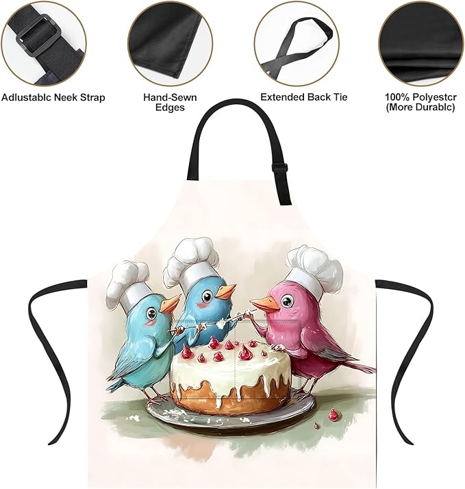 Funny Cat Apron with 2 Pockets Waterproof for Men Women Kitchen Garden Decor
