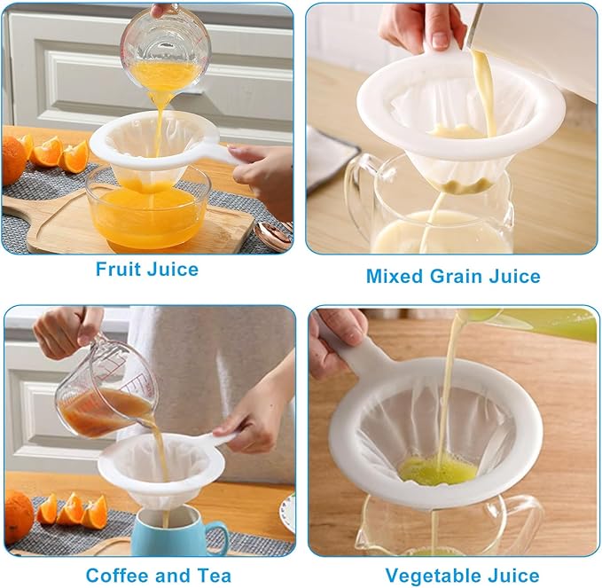 Zorfeter 2 Pieces Ultra Fine Mesh Strainer, Nylon Food Juice Strainer Mini Brine Shrimp Separation Net, Kitchen Tool for Filtering Juice/Milk/Honey(80/300 Mesh)