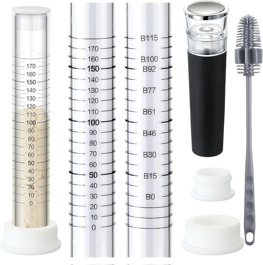 Yungyan Sourdough Aliquot Jar Kit Fermentation Tracker Sourdough Starter Tube Baking Supplies with Graduated Glass Tube Silicone Stopper Pump Cleaning Brush for Bread Proof Baking(White)