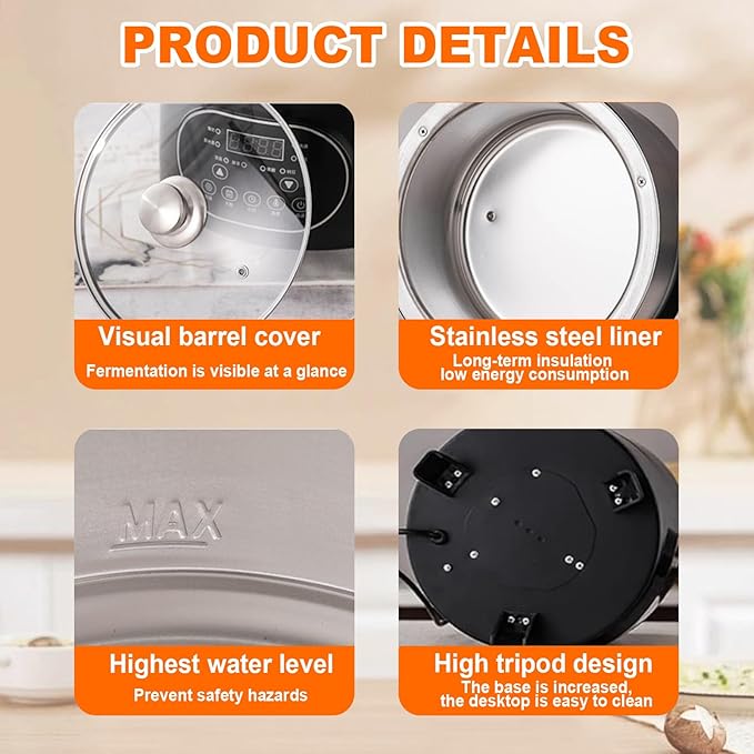8L/12L Yogurt Maker Machine, Yogurt Maker with Time and Temperature Control, Commercial Yogurt Maker, Black Garlic Fermentation Machine, Sweet Rice Wine Maker for Home White-8L