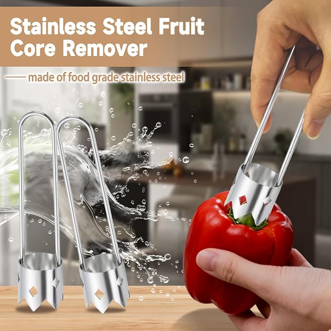 Bell Pepper Corer, Apple Corer, Pepper Seed Core Remover Tool, Stainless Steel Apple Core Remover Tool, Multifunctional Corer Tools for Vegetable Fruit Practical Kitchen Gadget Tools (1 Pcs)