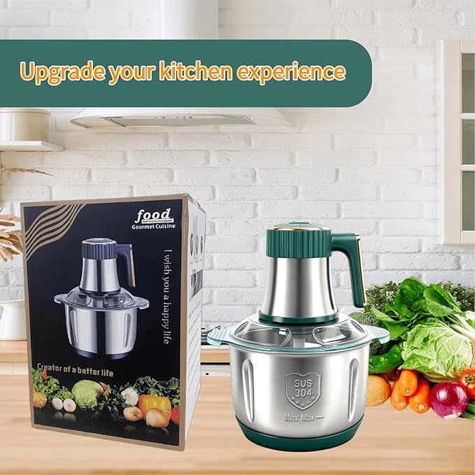 SPEHKAOO Food Processor,5-Speed Electric Food Chopper,Meat Grinder 5L(20Cups) with Two 6-Blade Sets,500W Powerful Vegetable Chopper Used for Dough Mixing,Meat, Nuts, Fruits, Garlic and Vegetables