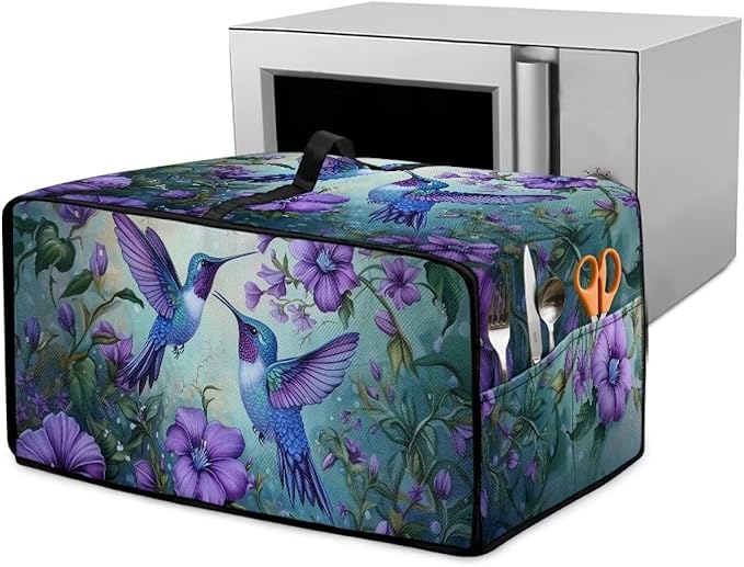 Doojoayie Hummingbird Toaster Cover 8 Slice Appliance Covers for Kitchen Counter 22.5"x18.5"x 13" Universal Fit Dustproof Protector as Kitchen Decoration