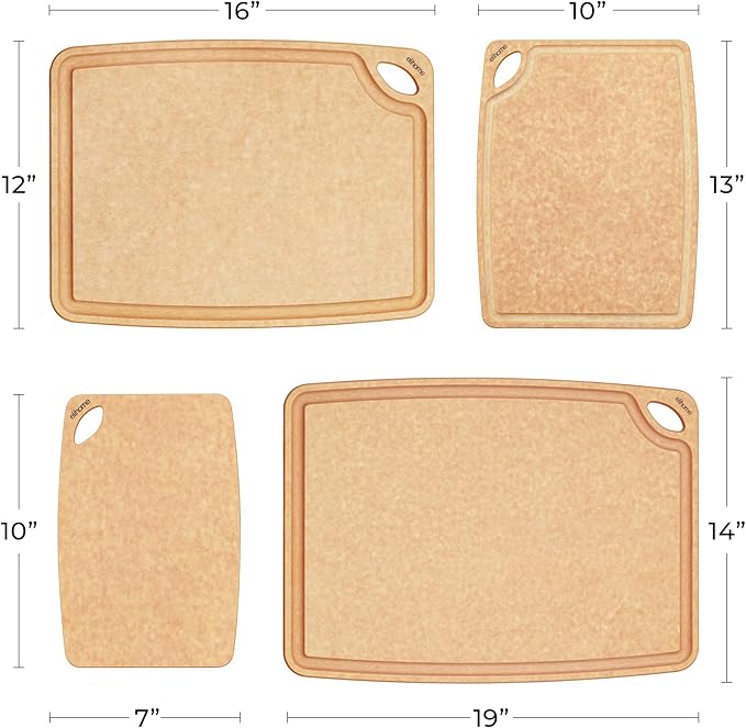 Elihome Classic SMALL Kitchen Cutting Board, Cheese Charcuterie Board, Wood Fiber Composite,Dishwasher Safe, Eco-Friendly, Easy Grip Handles, Non-Porous, Reversible, BPA Free, Made in USA, 10" x 7"