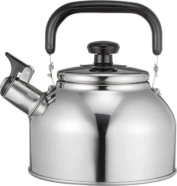 Wahei Freiz RB-2234 Whistling Wide Mouth Kettle, 0.8 gal (2.7 L), Induction and Gas Compatible, Suitable Capacity 0.6 gal (1.9 L), Easy to Clean, Stainless Steel, Rilakan