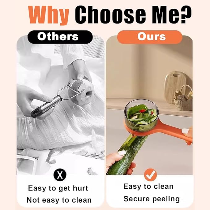 2PCS New Upgrade Fruit & Vegetable Kitchen Peeler with Storage Box -Safe and Efficient Double-Sided Sharp Stainless Steel Blade,Easy to Clean Peeler with Box Storage,Mess-Free Vegetable & Fruit Prep
