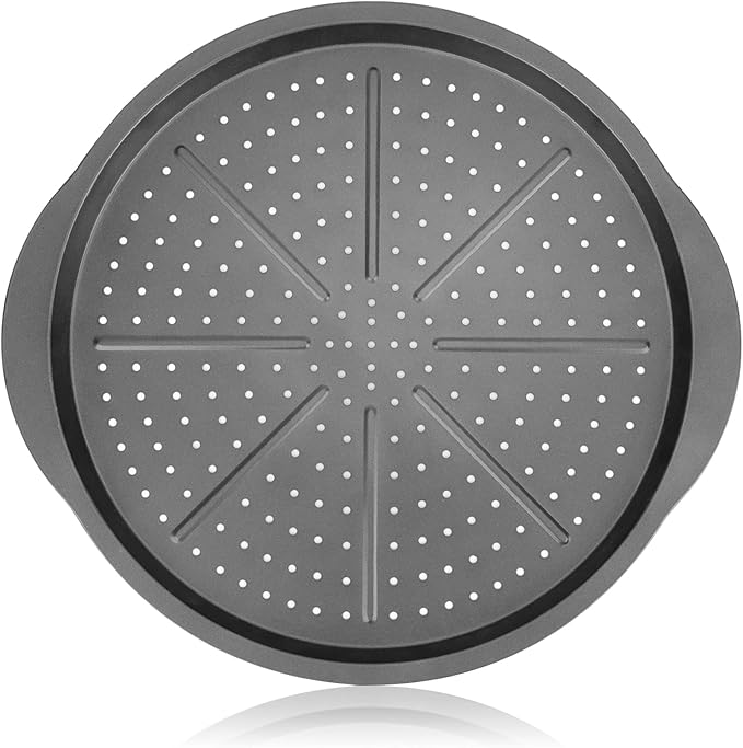 Beasea Pizza Pan for Oven, 13 Inch Nonstick Homemade Pizza Pan Tray with Holes Carbon Steel Round Pizza Bakeware Sheet for Restaurants and Homemade Oven Baking
