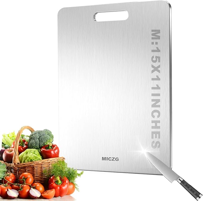 Titanium Kitchen Cutting Board - 304 Food Grade Stainless Steel Cutting Boards for Kitchen- for Cutting Meat, Fruit, Vegetables, Outdoor or Indoor 15" X 11" (1, M)