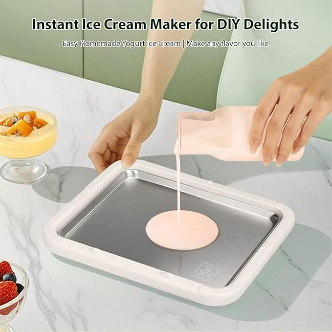 Diydeg Rolled Ice Cream Maker, Stainless Steel Instant Cold Plate with 2 Spatulas for Family Activities and Homemade DIY, Easy to Clean Ice Cream Machine for Ice and Yogurt