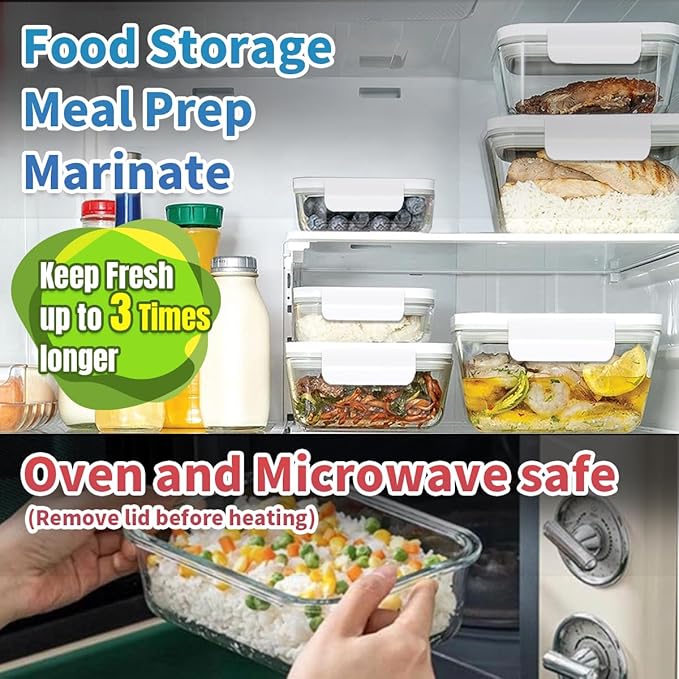 Glass Vacuum Seal Containers for Food Storage (Sealer sold separately)