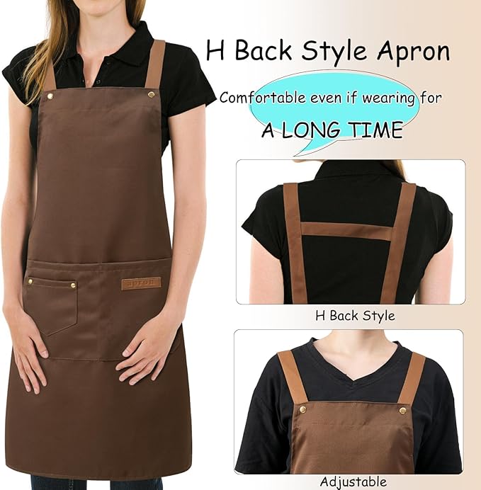 DILLMAN Art Aprons for Men Women Painting Pottery Baking, H Back Straps Waterdrop Kitchen Chef Cooking Apron with Pockets