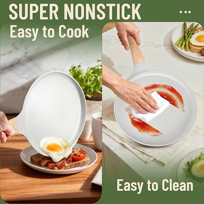 AOSION Crepe Pan Nonstick 11 Inch,Dosa Tawa Creamic,Tortilla pan For Pancake Steak Crepe Salmon,Flat Pan With Ergonmic Handle For All Stoves Top,Gray