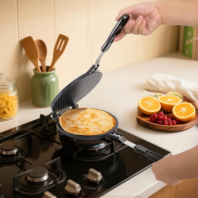 Dicunoy Waffle Cone Maker, Nonstick Ice Cream Cone Maker, 6.7" Egg Roll Crepe Pan, Camp Pancake Crispy Cone Omelet Mold for Waffle Cups, Choco Tacos, Fuel Gas Stoves Only